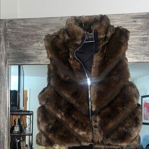Luxurious Faux Fur Vest in Rich Brown